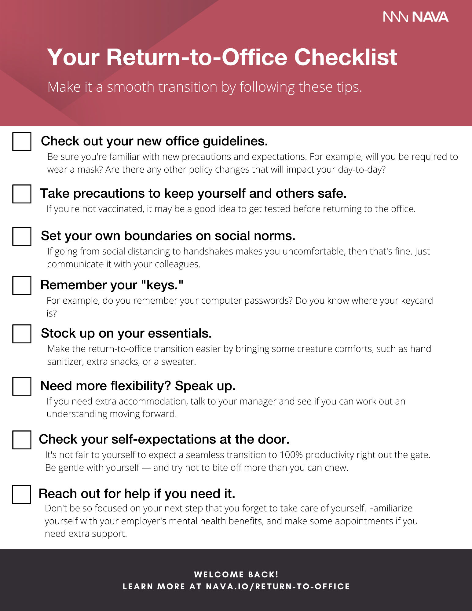 Returning to your office soon? Read this first. | Nava Benefits